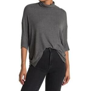 H By Bordeaux Women's Elbow Dolman Sleeve Turtleneck Top In Charcoal XL MSRP $58